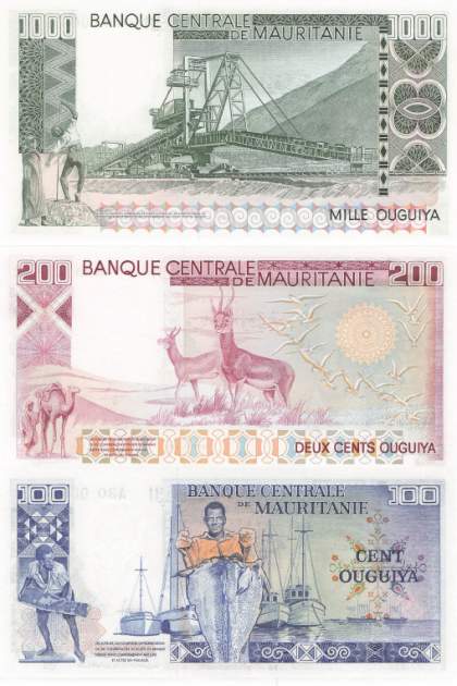 Mauretanien p3A - p3C 100 - 1000 Ouguiya 1975